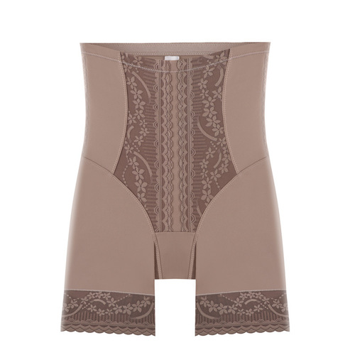 Stylish lace high-waisted flat-leg body shaping underpant for women, summer thin breathable comfortable abdominal binding pant