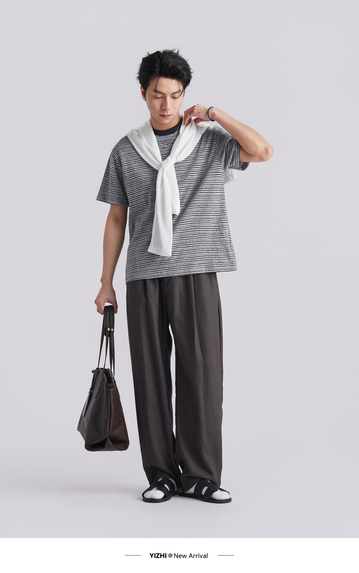 Quần tây nam ống côn eo cao dáng suông vải Tencel thoáng mát — đen chi tiết 27
