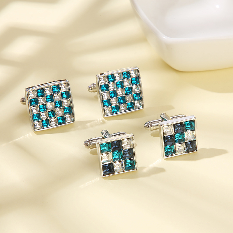 New Square Color Diamond Zircon Cufflinks Fashion Men's Shirt French Cufflinks_voghion.com