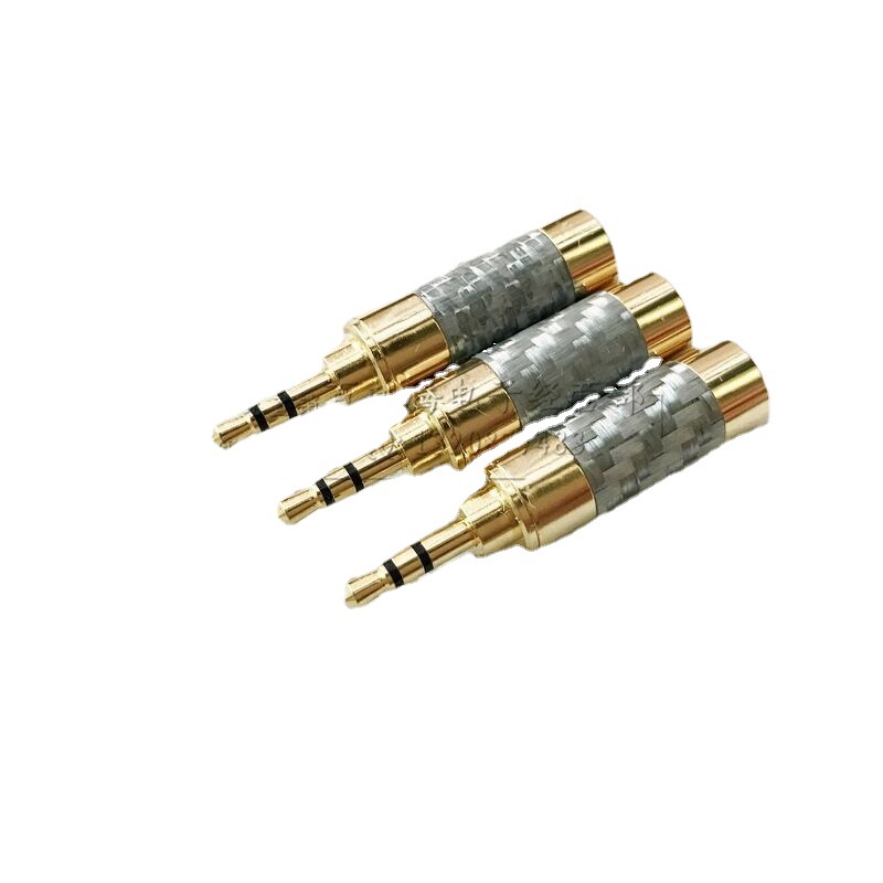 镀金银色碳纤2.5立体装配插头 2.5立体银色镀金碳纤插头