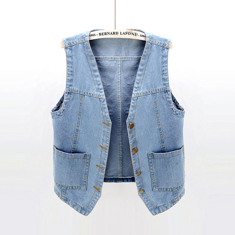 Spring and Summer Versatile Denim Vest for Women, Short Loose Korean Style Bf Sleeveless Jacket, Vest, Waistcoat, Student Trend