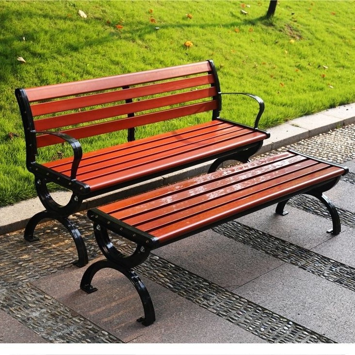 Park bench, outdoor long bench, cast aluminum backrest seat, plastic anti-corrosion wood long bench, outdoor courtyard open-air chair, simple design Park bench, outdoor long bench, cast aluminum backrest seat, plastic anti-corrosion wood long bench, outdoor courtyard open-air chair, simple design