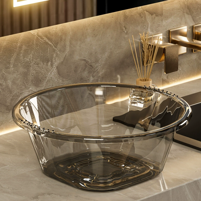 Умывальник для домашнего использования, легкая роскошь, высокая эстетическая ценность, прозрачный и утолщенный умывальник, таз для ног, таз для шампуня в общежитии, большой пластиковый таз.