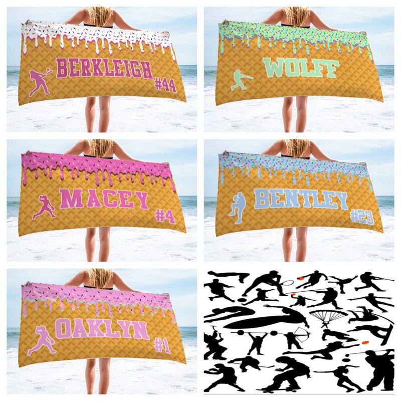 New Amazon Personalized Ice Cream Custom Beach Towel Children Boys Girls Beach Bathroom Towel New Amazon Personalized Ice Cream Custom Beach Towel Children Boys Girls Beach Bathroom Towel