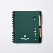 彩色卡笔设计骑马订本便签本线圈卡扣便利贴笔记本赠笔跨境批发