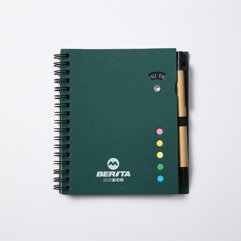 彩色卡笔设计骑马订本便签本线圈卡扣便利贴笔记本赠笔跨境批发