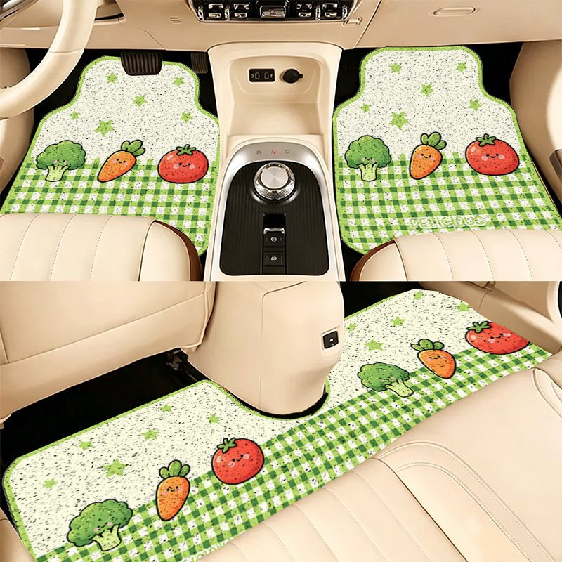 Amazon Cute Fruit Pattern Pvc Car Floor Mats Universal Home Use Sand-Scraping Dust Removal Mats Car Protective Floor Mats
