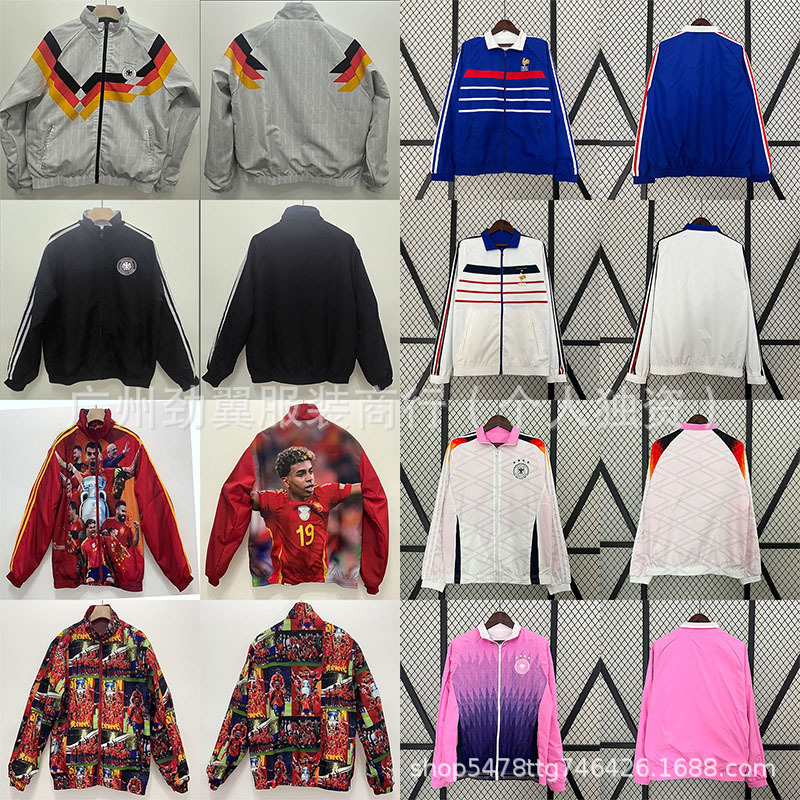 2526 New Football Uniform Windproof and Sunproof Hooded Windbreaker Pre-Game Sports Jacket Top Group Purchase Is Better