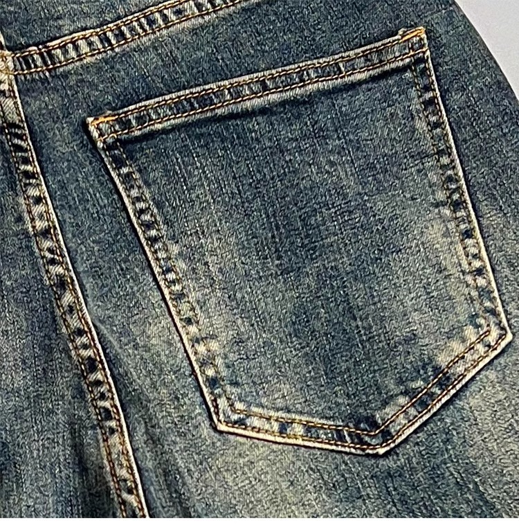 Autumn And Summer New Korean-style Handsome Small-footed Jeans, Slim-fitting, Comfortable, Elastic, Washed And Old-fashioned Nine-point Pants_viptrois.com