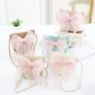 Cross-border New Children's Bag Spring and Summer New Children's Crossbody Bag Handmade Straw Satchel Travel Mini Coin Purse