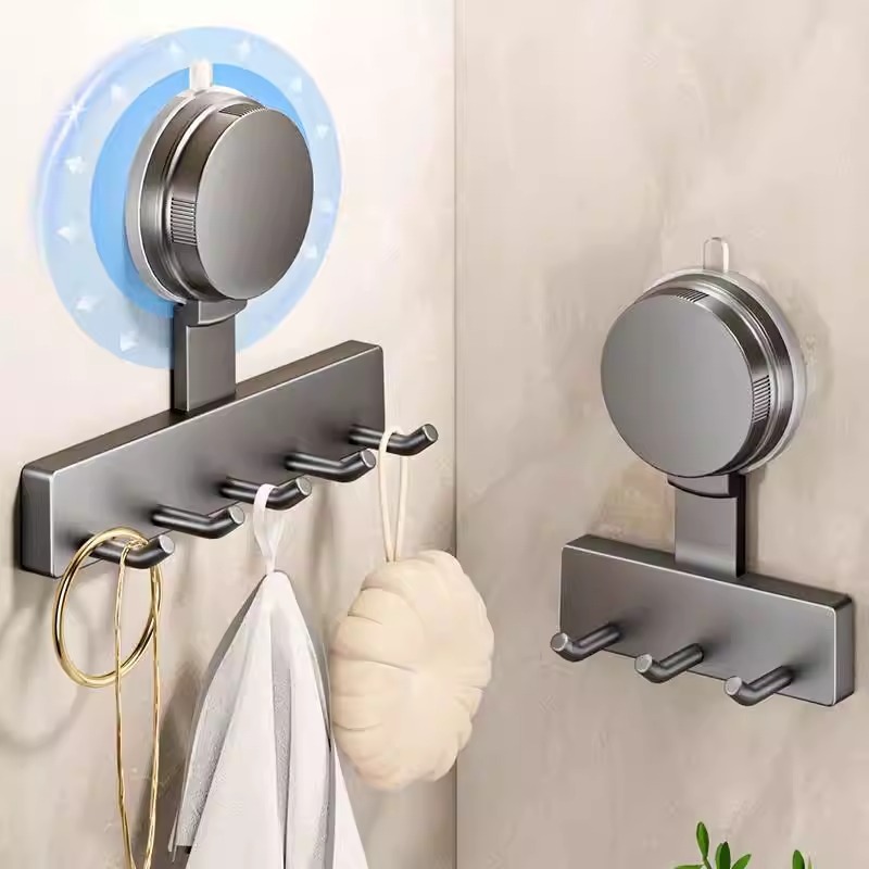 Suction Cup Punch-Free Hook Bathroom Strong Load-Bearing Bathroom Wall-Mounted Towel Sticky Hook Kitchen Row Storage Rack