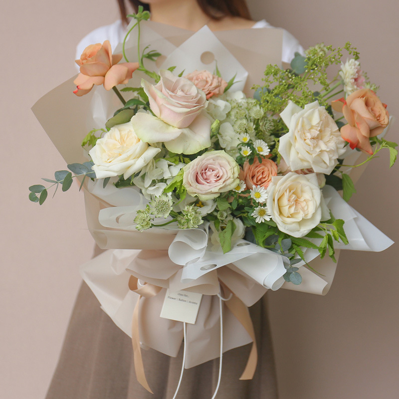 Papel elegante papel de regalo de flores monocromo engrosado papel de embalaje de ramo impermeable color sólido Ouya papel de regalo de flores al por mayor