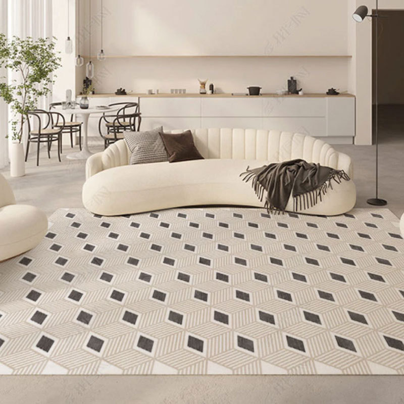 Alfombra de la sala de estar a cuadros francés mesa de café en casa manta antideslizante puerta dormitorio absorbente resistente a las manchas buena alfombra de cuidado