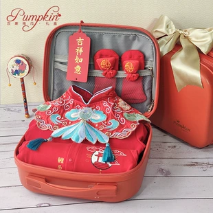 Красный хлопковый комплект с карпом для девочек осень-зима подарочный набор