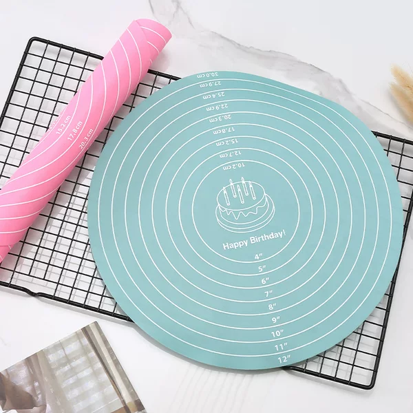 Factory Wholesale Silicone Kneading Mat Thickeneded Turntable Anti-Slip Mat 30cm Round Rolling Mat Household Baking Tools