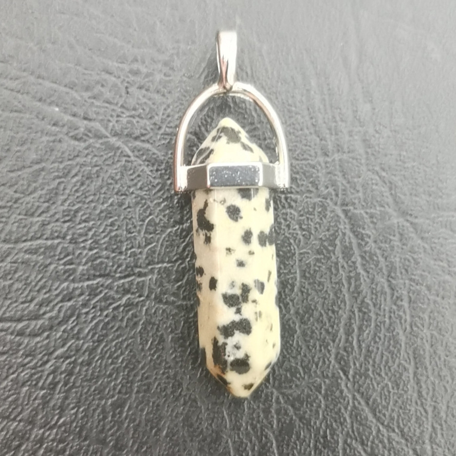 Cristal natural ágata columna hexagonal colgante diamante bala collar al por mayor cuarzo punto colgante