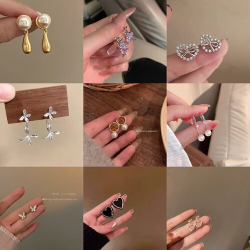 Light Luxury Retro Elegant & Regal Butterfly Flower Earrings—Niche Design, Fashionable, Flashing Zircon Trendy Ear Jewelry Accessories