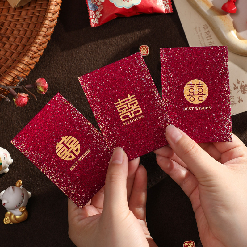 Gypsophila 2026 New Wedding Door-blocking Mini Red Envelopes Red Wedding Gift Bags with Gold Foil Stamping Wholesale