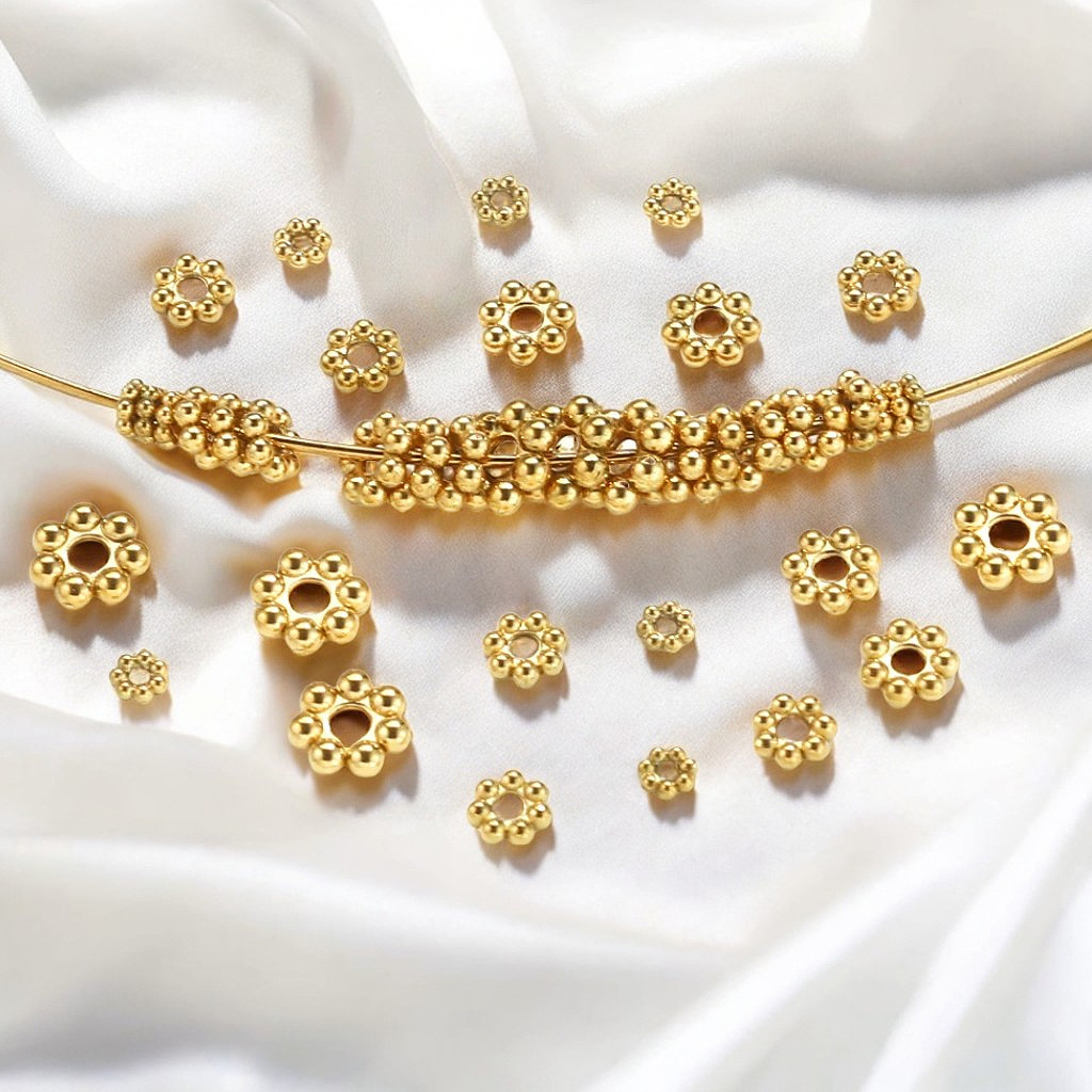 Acero inoxidable copo de nieve espaciador granos titanio acero flor titular pulsera Collar Cuentas flor Cap DIY accesorios de la joyería