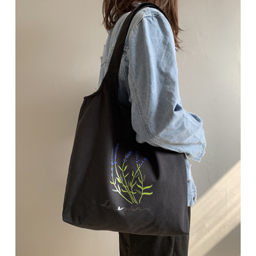 New style canvas bag for women single shoulder small fresh literary student bag Korean version lavender bag bag for women canvas