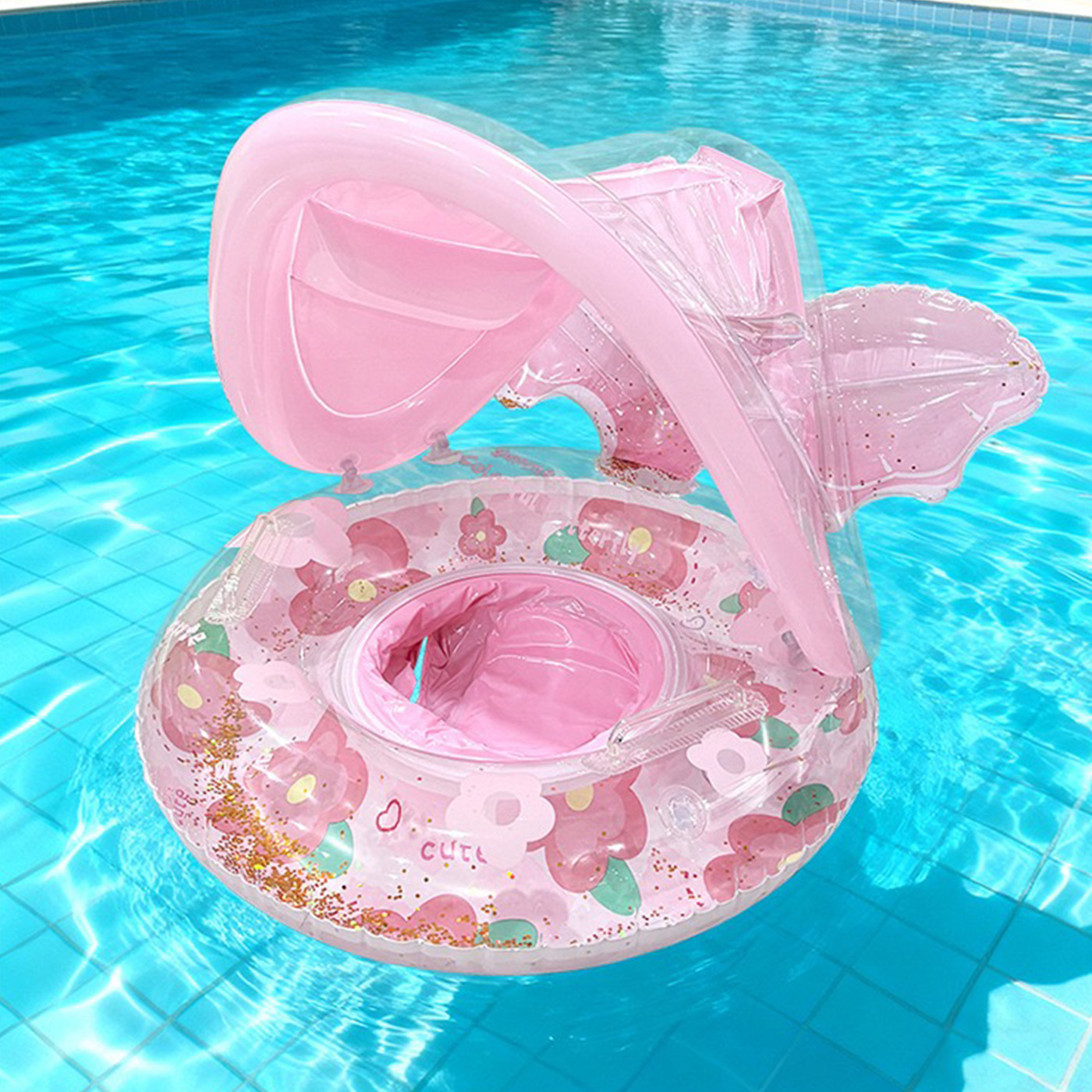 Red Daisy transparente anillo de natación de diafragma, anillo de natación infláble para adultos y niños, anillo de natación de piscina junto al mar
