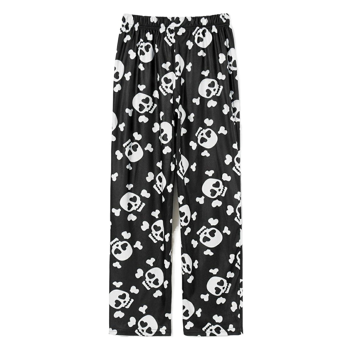 Cruz-Red de terciopelo cráneo pantalones de pijama impreso pantalones de pijama casual casa pantalones de dibujos animados lindo Suelto
