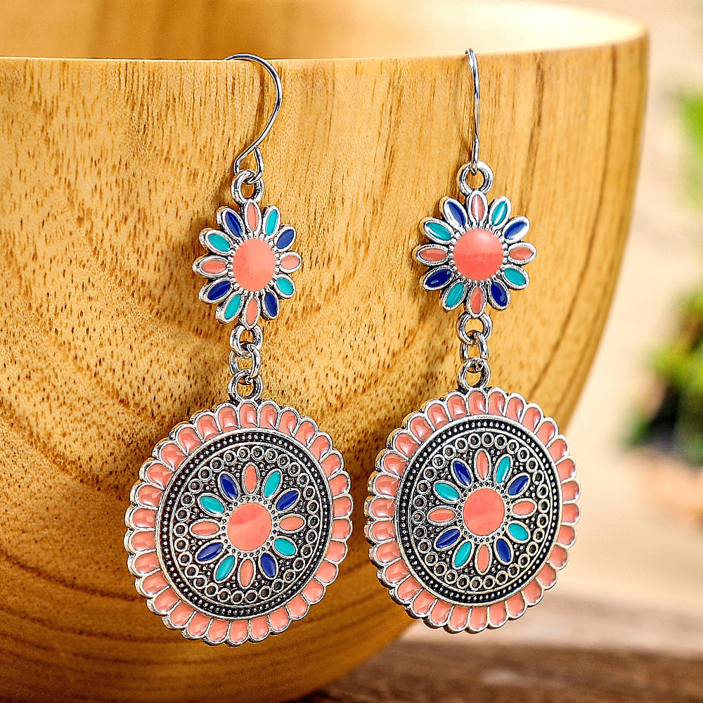 14g Weight Alloy Ear Needle Material Drop Earrings Classification 1 Pair Quantity Daily, Street Occasion Zinc alloy Material Geometric Pattern All Seasons Season Women's Gender Polished Finish Retro Style 1 Pair Retro Geometric Zinc Alloy Drop Earrings 9