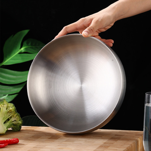 304 stainless steel rice bowl household double-layer children's soup bowl Korean cuisine kimchi bowl golden cold noodle bowl customization