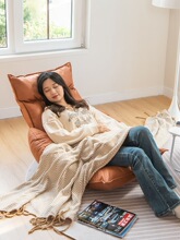 单人日式榻榻米飘窗懒人沙发床上靠背椅宿舍学生家用扶手舒适椅