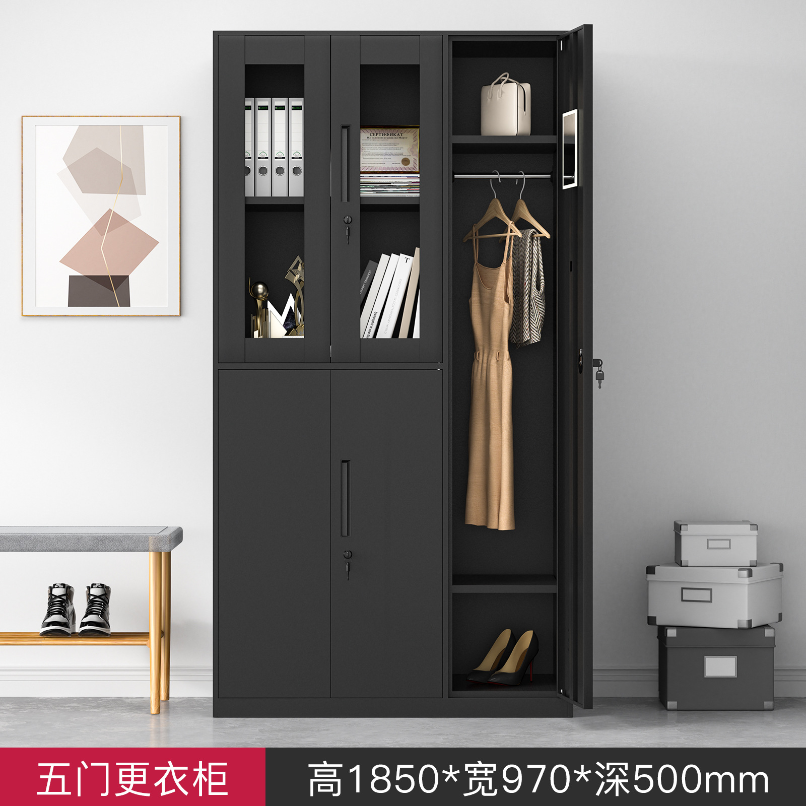 Armario de acero de borde estrecho color de dormitorio de personal armario de almacenamiento grueso baño gimnasio con cerradura cajón de armario