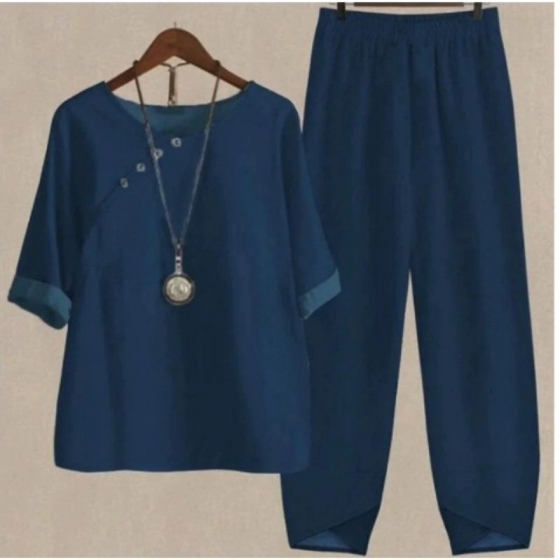 Europa y Estados Unidos trajes casuales de mujer transfronterizos de moda explosiva verano nuevo cinco mangas impresión chaqueta pantalones dos piezas