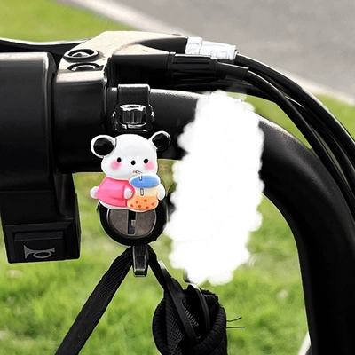cartoon motorcycle battery car safety | Helmet lock - black-one-set-milk-tea-handkerchief