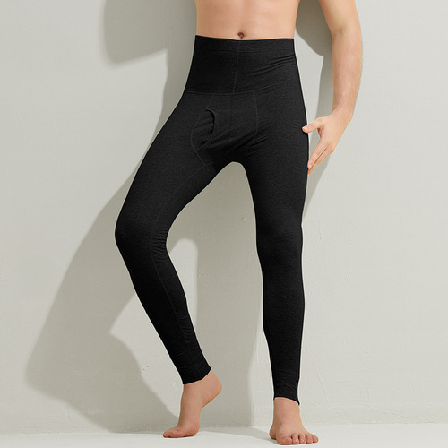 Men's cotton autumn trousers single piece thin base warm nine-point cuff tight high-waisted trousers autumn and winter waist-protecting trousers