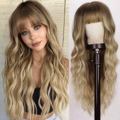 アマゾンクロスボーダー欧米ウィッググラデーション変色ロングカールかつら女性hair wigs化学繊維かつらカバー