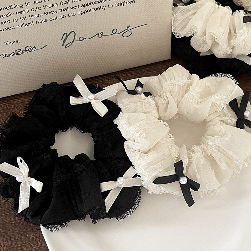 Elegant Ballet-style Lace Bow Scrunchie For Sophisticated Hair_voghion.com