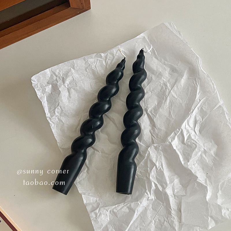 欧式复古黑色罗马柱玻璃烛台感轻奢摆件高脚底座香薰蜡烛台座日用|undefined