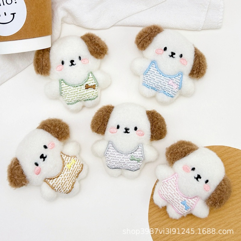 柔らかくてかわいい漫画の子犬ぬいぐるみアクセサリーよだれかけ小さなパードールブローチ diy 衣類靴と帽子アクセサリー卸売|undefined
