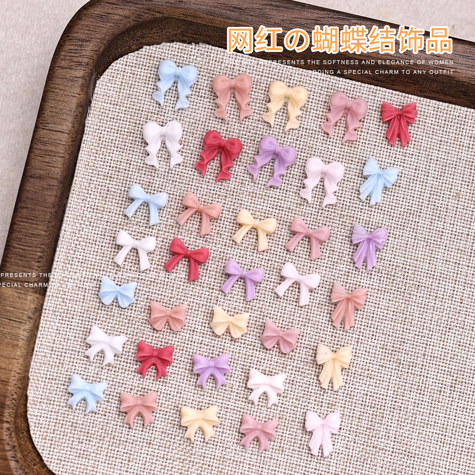 Mixed cute accessory for manicure with bow