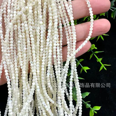Factory Direct Sales Natural Yellow Disc Shell Round Beads Loose Beads Semi-Finished Bracelet Spacer Beads DIY Jewelry Accessories Materials (Zərgərlik ara hissələri) - white-shell-25mm1-strip