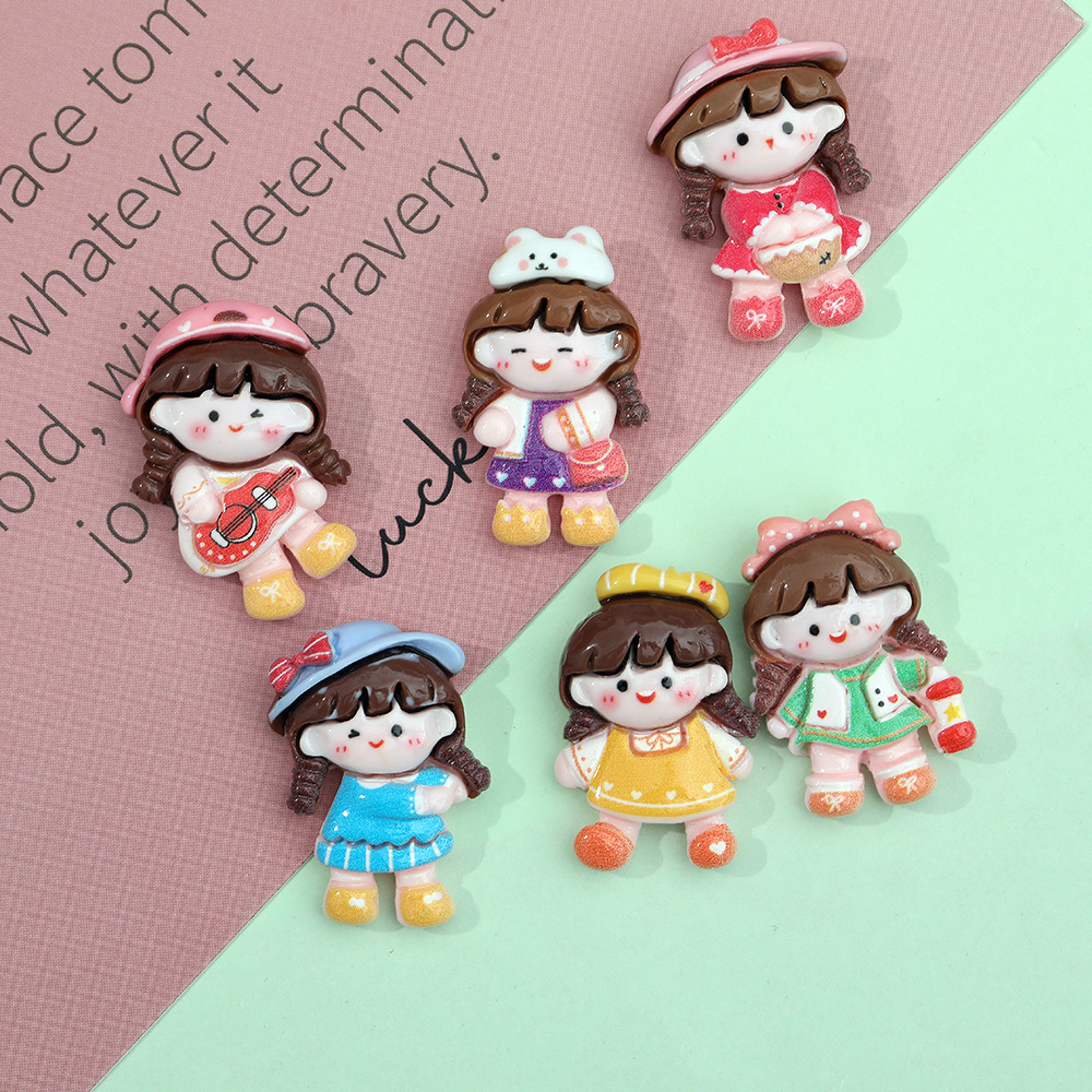 Festival de dibujos animados chica resina accesorios DIY crema pegamento horquilla zapatos papelería llavero material hecho a mano al por mayor