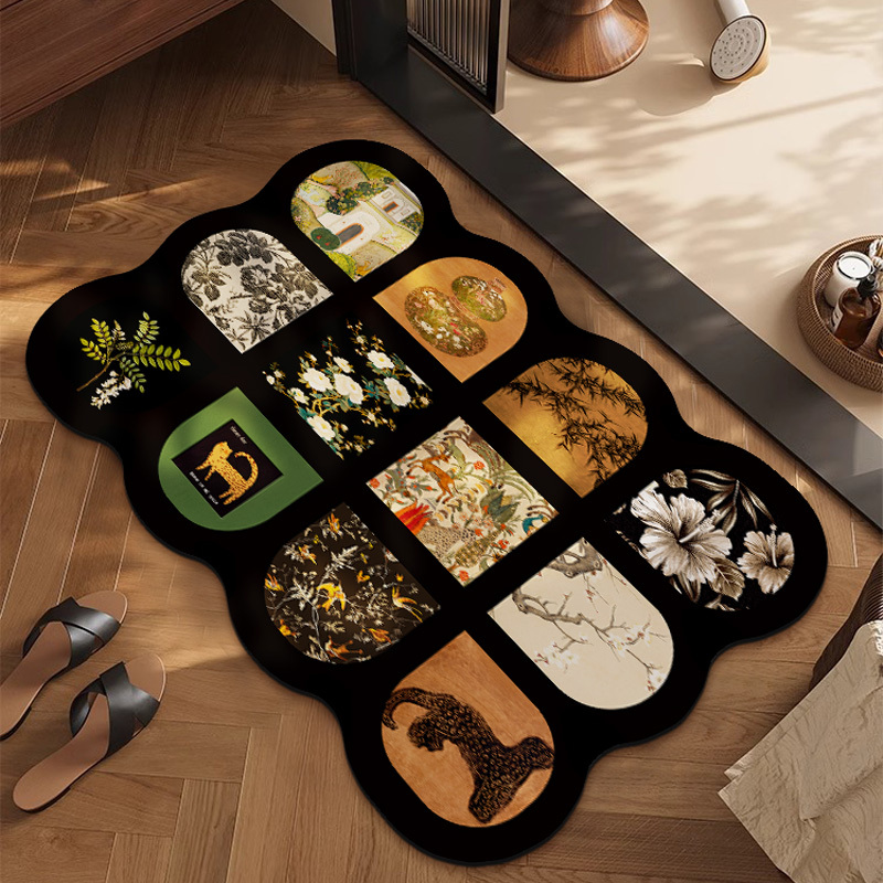 Antique toilet absorbent floor mat retro bathroom toilet door diatom mud quick-drying non-slip foot mat generation hair