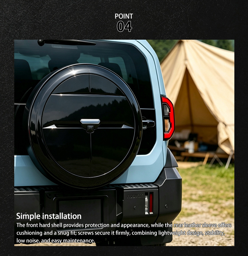 Hard-shell rear-mounted spare tire cover for the 2026 Land Cruiser FJ 265/60R18