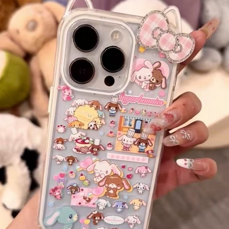 Ilustración de imagen de postre de oreja de gato de dibujos animados estilo ins para iiPhone15 Apple 16ProMax funda para teléfono móvil 14 nuevo