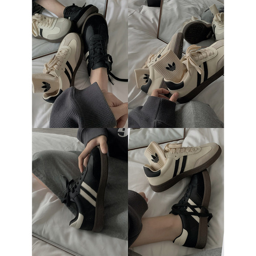Luji retro moral training shoes women's  spring new flat bottom Internet celebrity versatile casual sports sneakers ins