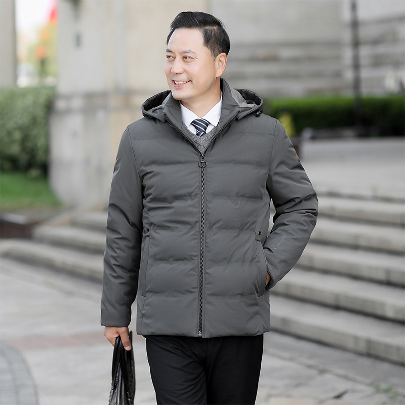 男士爸爸棉衣2022冬季新款羽绒棉服中老年人加厚连帽外套商务男装