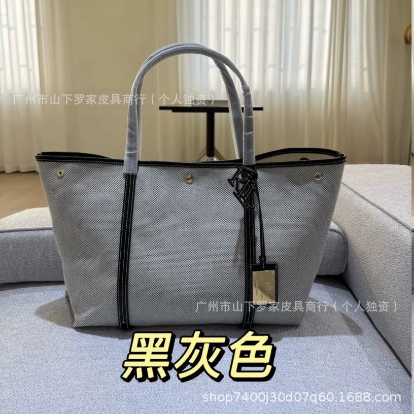Cross-Border New Emerie Canvas Leather Tote Bag Fashion Elegant Women's Lauren Shopping Bag - Thumbnail 4