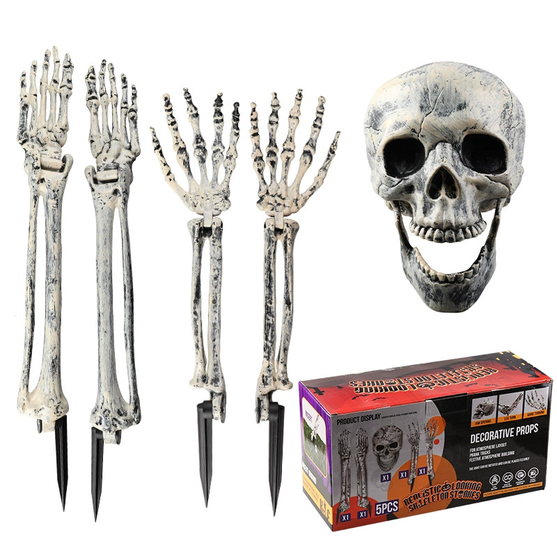 Halloween Skull Decoration Set (SOURCE FACTORY) — Luminous Skull & Hands, 3-piece Ornamental Prop