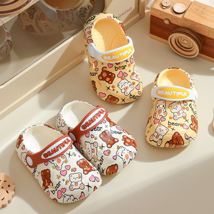 Children's Croc Shoes Baby Summer Baotou Slippers Non-Slip Cartoon Small and Medium Children Indoor and Outdoor Wear Soft Sole Plaid Sandals