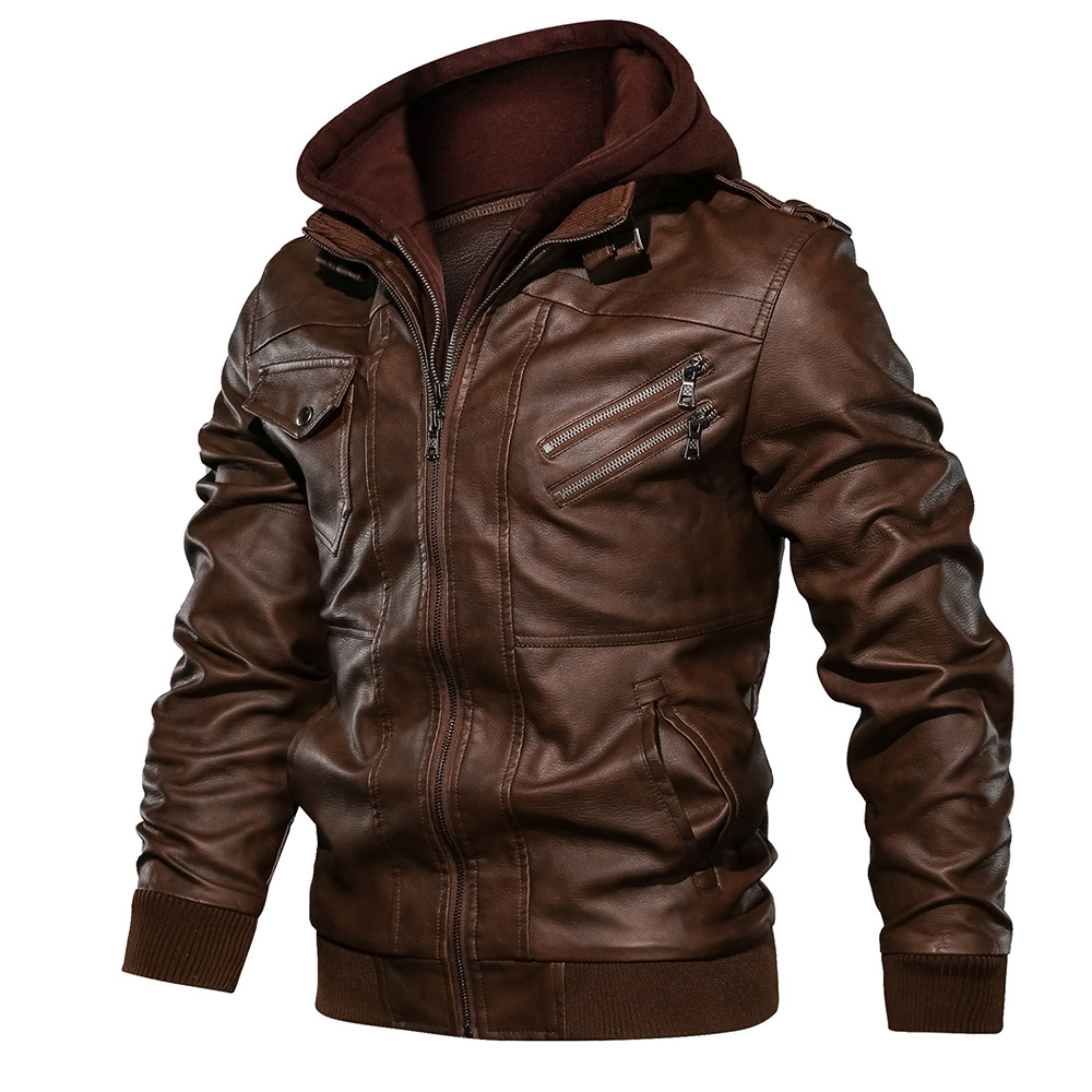 Men's Clothing leather jacket men's slim zipper PU motorcycle autumn and winter youth_voghion.com
