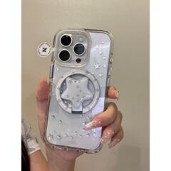 唯美ins透底金银色星河360磁吸适用iphone16promax苹果15手机壳
